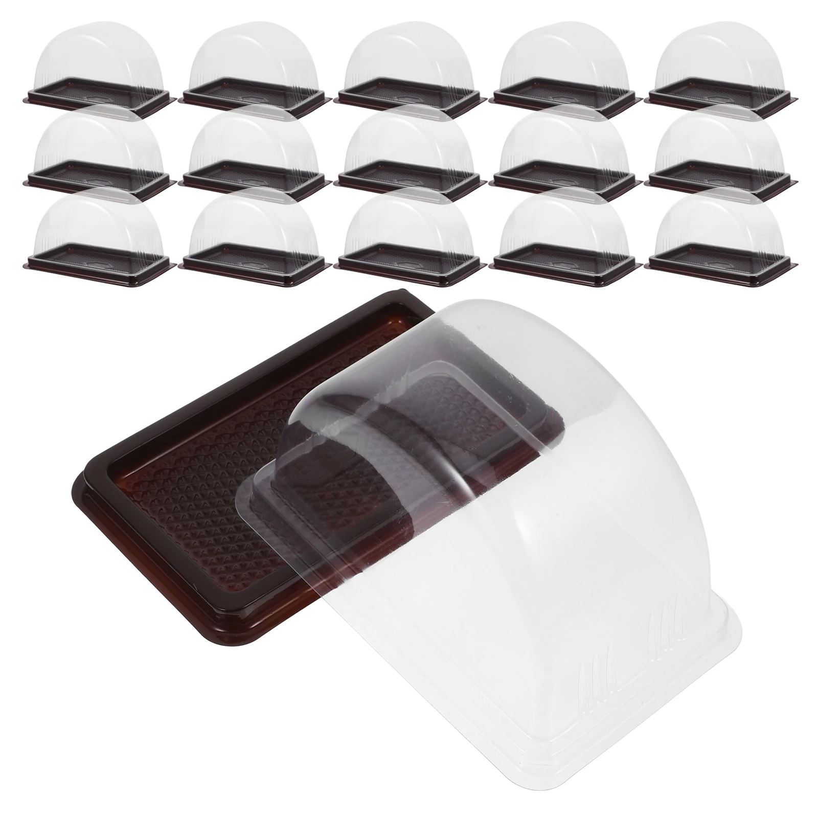 50pcs Cake Packaging Boxes Transparent Plastic Food Storage Container For Baked Goods Desserts Takeaway Lunch Disposable Tray