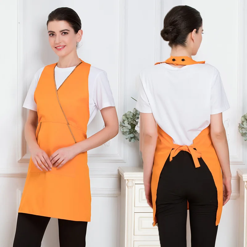 Novel Dingheng Korean Fashion Apron Custom Logo Printing Kitchen Hot Pot Restaurant Flower Milk Tea Shop Catering