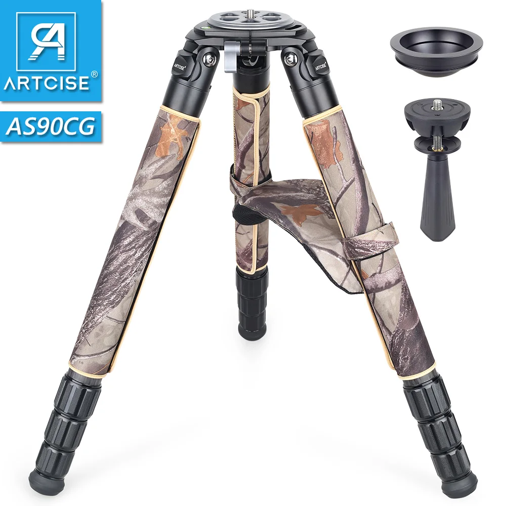 Kamuflaż Heavy Duty statyw profesjonalny statyw z włókna węglowego do lustrzanka cyfrowa Ultra stabilna kolumna środkowa opcjonalnie ARTCISE AS90CG