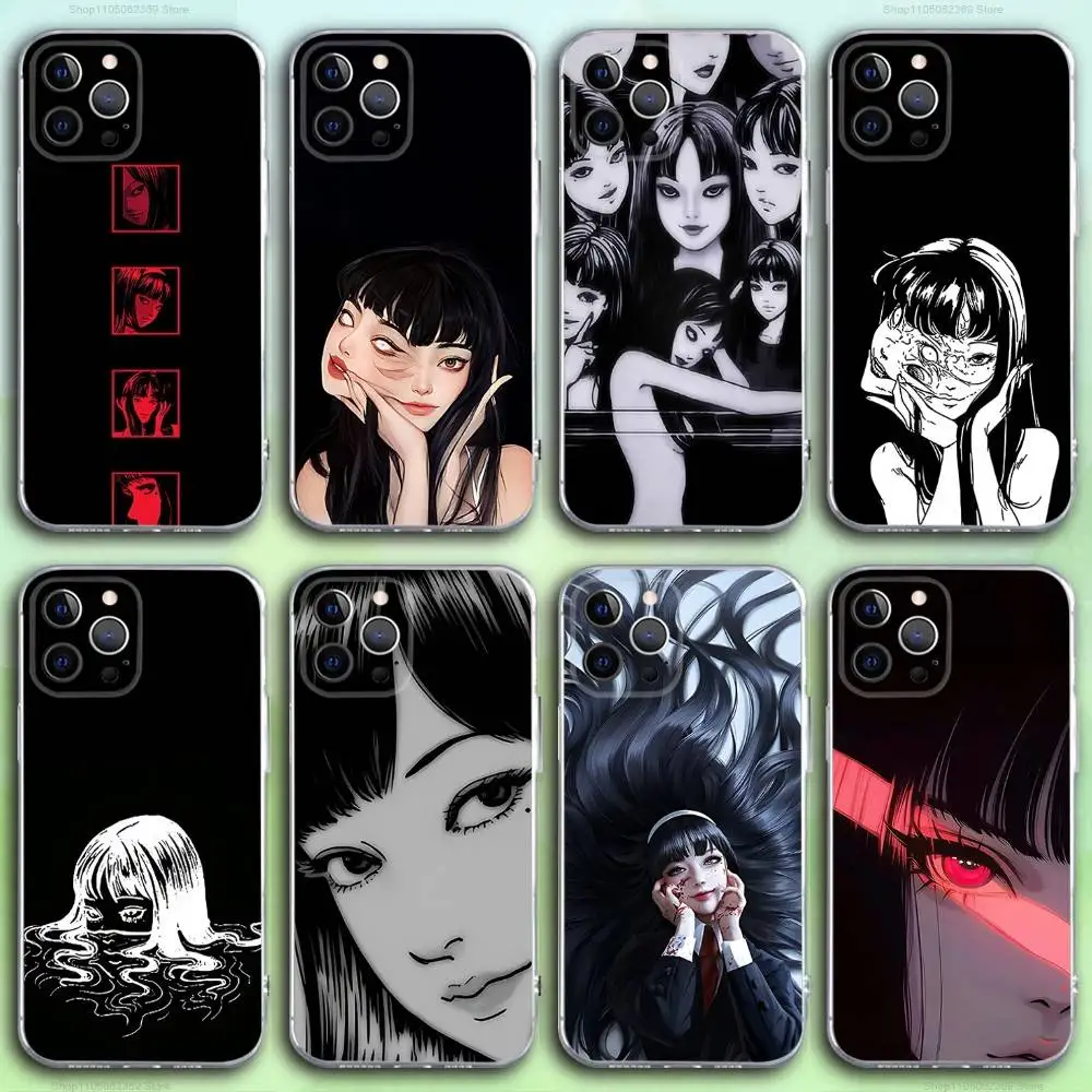 

T-Tomie Comics Junji Ito Phone Case For iPhone 16,15,14,13,12,11 Pro,Max,Plus,X,XS,XR,SE4,E Mini Transparent Soft Cover