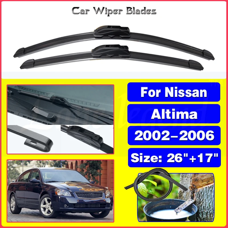 

Щетки стеклоочистителя передние для Nissan Altima 2002, 2003, 2004, 2005, 2006, U-образный крюк, 26 + 17 дюймов