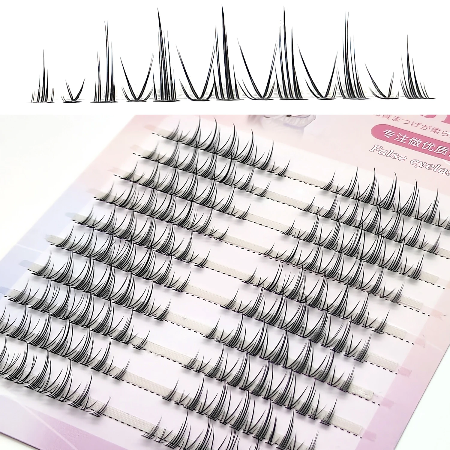 Individual Manga Lashes Natural Look False Eyelash Cluster Segmented Anime Lashes C Curl Thick Mink Lashes Extension Mix Length