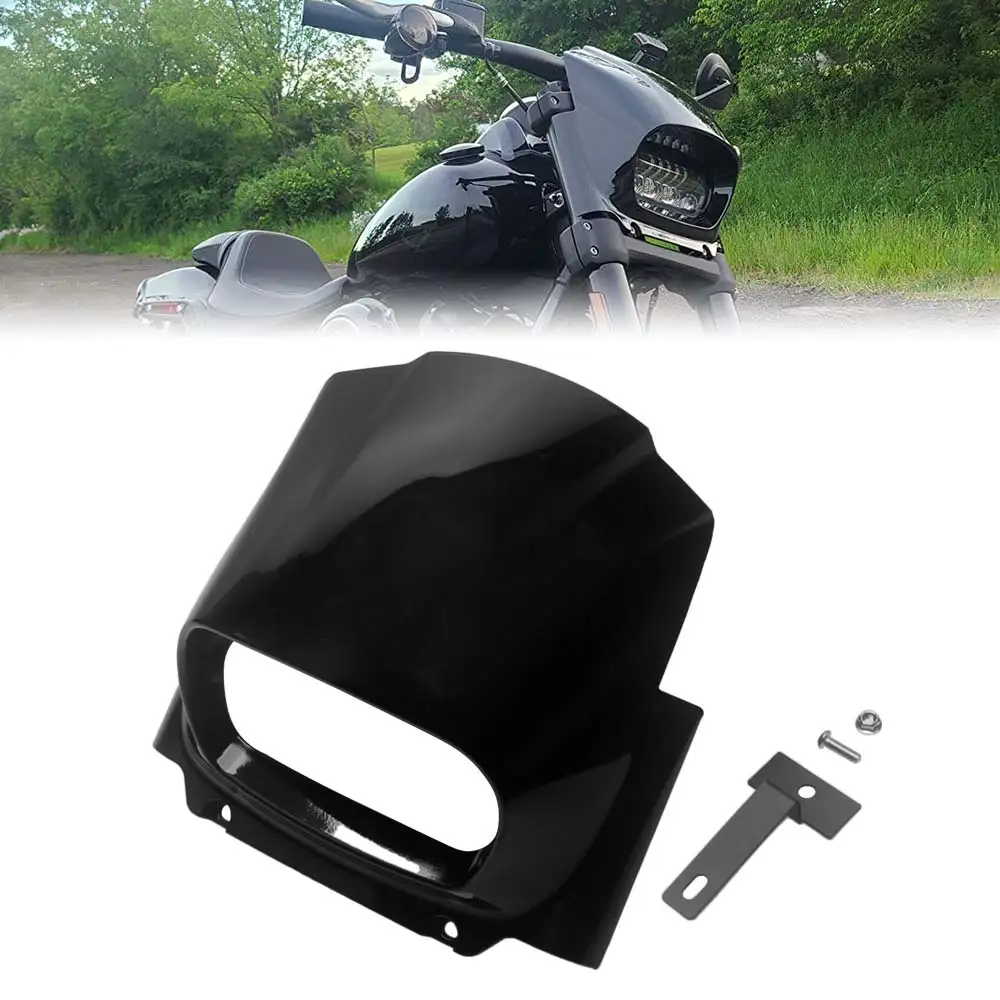

Motorcycle Front Headlight Fairing Cover Vivid Black Lamp Mask Fits For Harley Softail Fat Bob 114 FXFBS 2018-2023 FXFB 18-2019