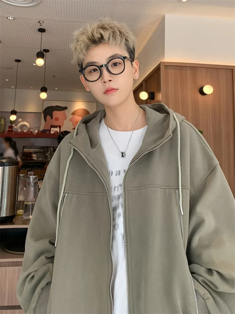 

Мужская толстовка-кардиган Cleanfit с капюшоном, на молнии, в американском стиле, базовая, повседневная, свободного кроя, весна-осень