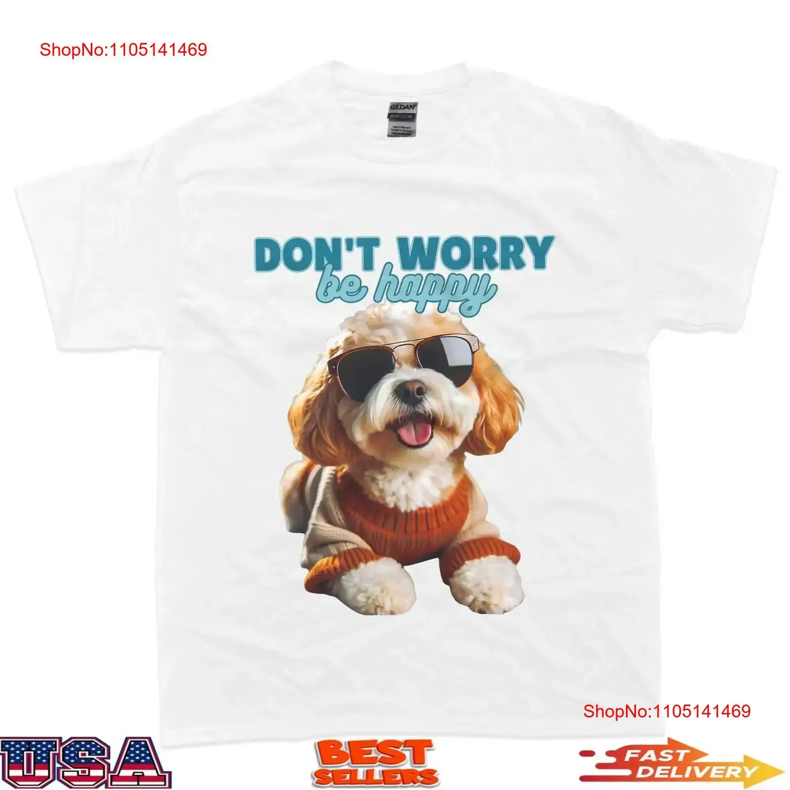 

Кавашон собака будет счастливая милая забавная футболка с цитатой, винтажная стираная модная уличная одежда, повседневный топ для повседневной носки, мягкая растянутая