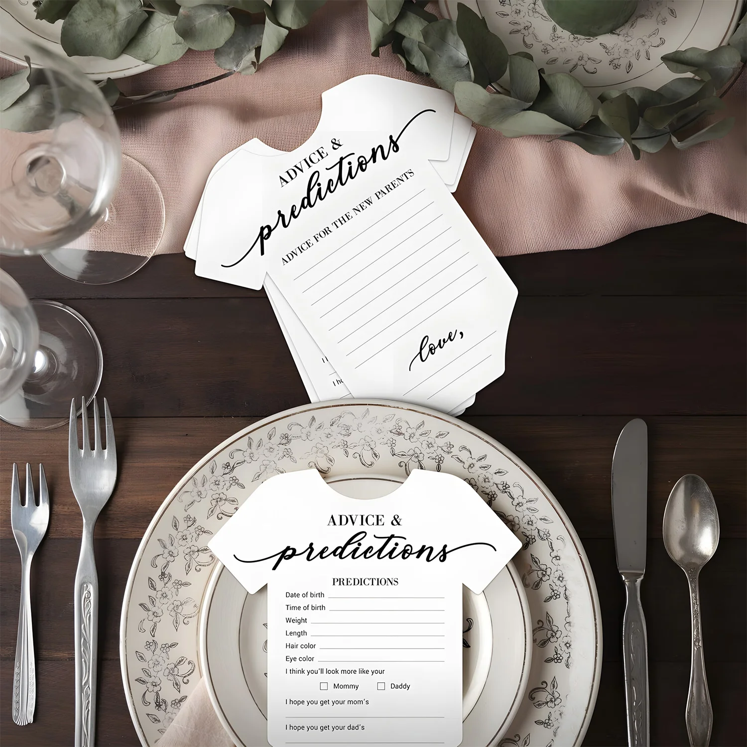 50 قطعة من بطاقات استحمام الطفل باللون الأبيض من نيسيي، نصيحة وتنبؤ على الوجهين، تكشف عن الجنس البسيط، هدايا الحفلات لـ 50 ضيفًا