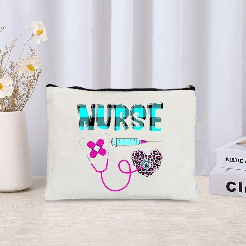 Bolsa de maquillaje Love Nurse Life para mujer, Kit de aseo de leopardo, accesorios de enfermería y regalos, bolsas de lápiz labial, Bolsa de embrague de almacenamiento