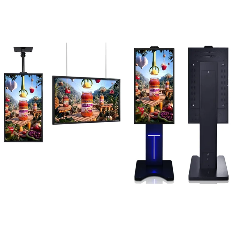 Ultra Thin 65 Inch Support Android Wall Mounted Wheeled Mobile Floor Standing 2000nit High Brightness Window Advertising Machine