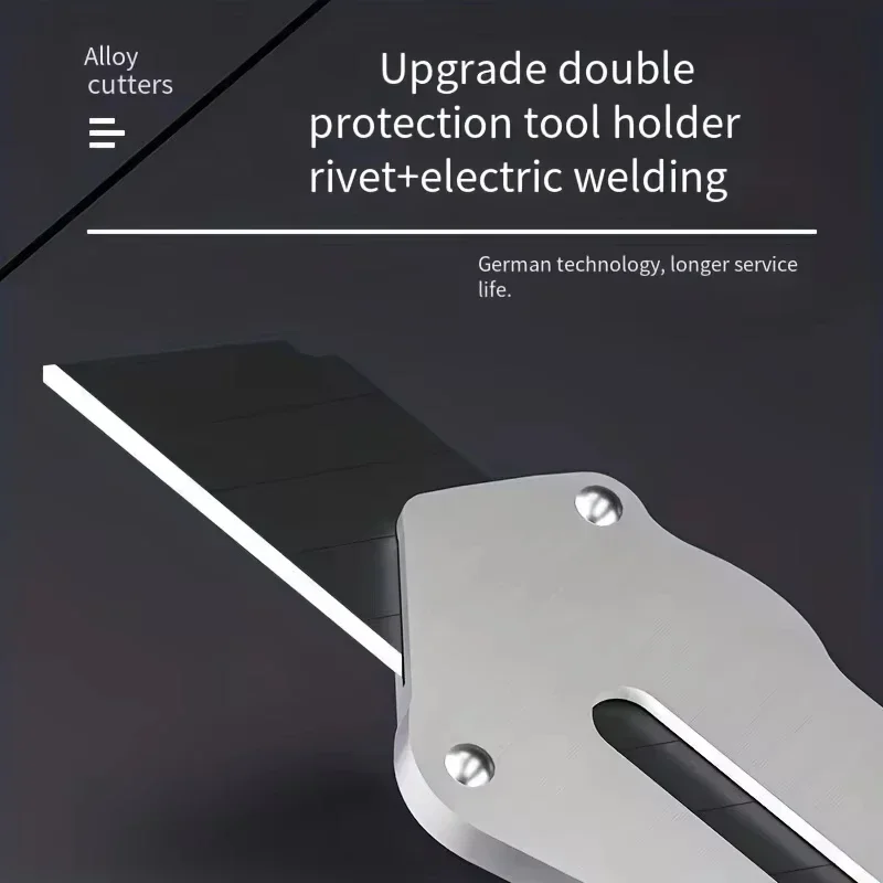 Nuevo cuchillo de utilidad de acero inoxidable, soporte para cuchillos de papel tapiz de acero, duradero, resistente, bloqueo Manual de corte rápido, soporte para herramientas pesadas