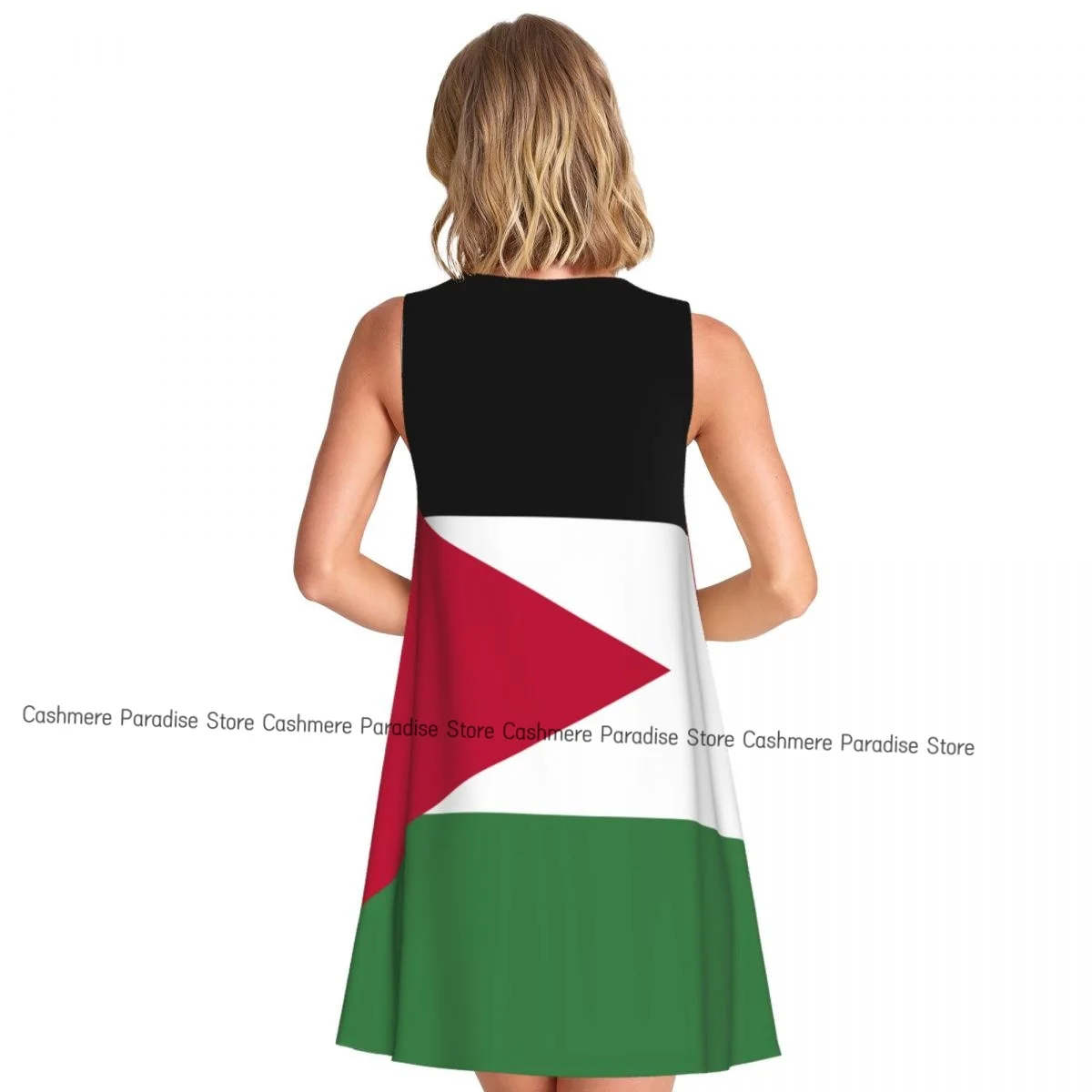 فستان نسائي صيفي كاجوال بعلم جوردان فساتين تي شيرت لتغطية الشاطئ فستان بدون أكمام #2