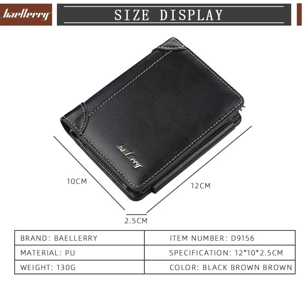 Baellerry Kurze Geldbörse für Herren, PU-Leder, individuell geprägt, RFID-blockierende Vordertasche, Geschenk – Detail 2