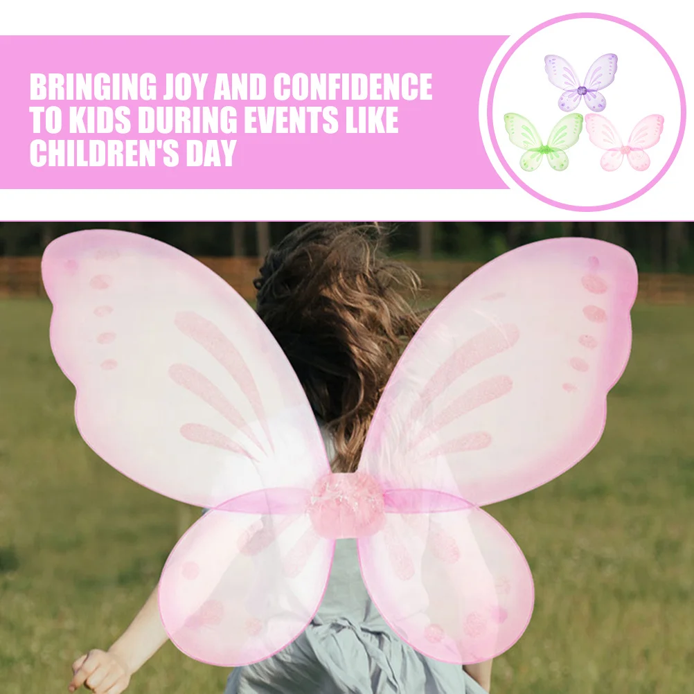 3-częściowy zestaw skrzydeł motyla, kostium wróżki dla dziewczynek na przyjęcie urodzinowe, przebranie na Halloween, lekkie skrzydła anioła dla dzieci
