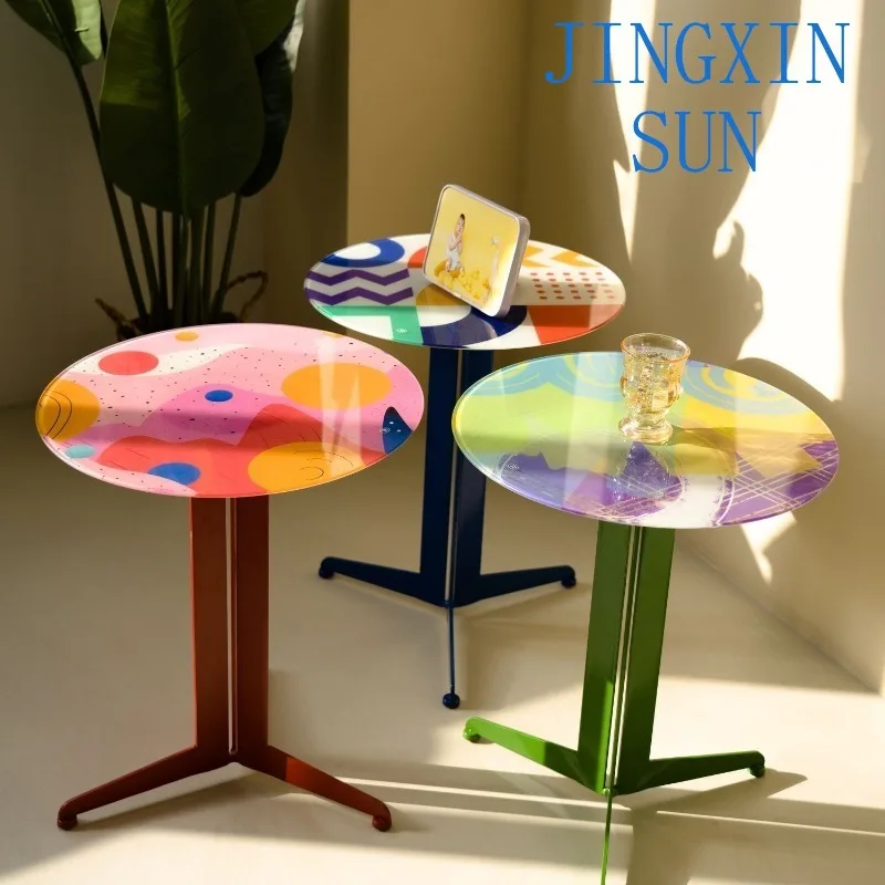 Creative Coffee Table Living Room Tea Tables Outdoor Balcony Movable Round Desks Bedroom Multifunctional Storage Furniture