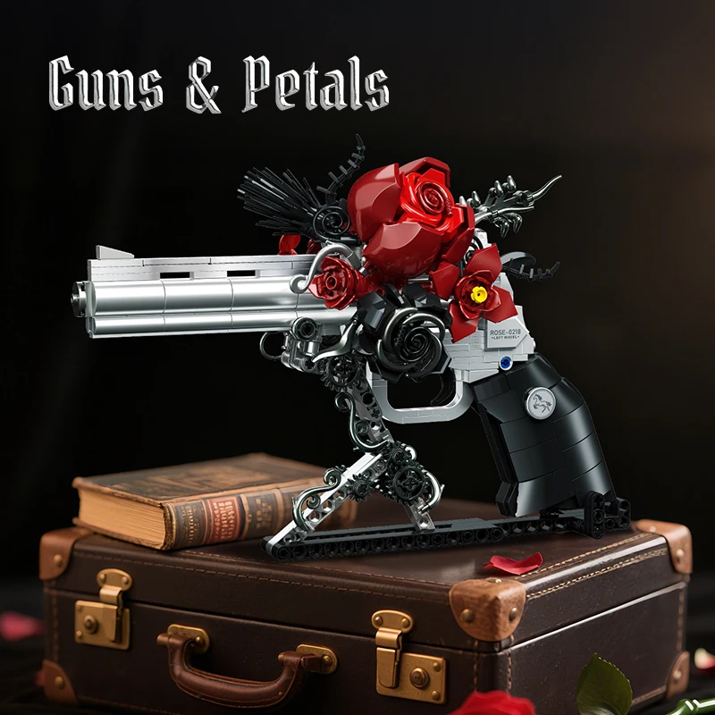 631PCS mechanical building blocks assembly, fantasy rose left wheel model ornaments, children's DIY toy gifts, desktop ornaments