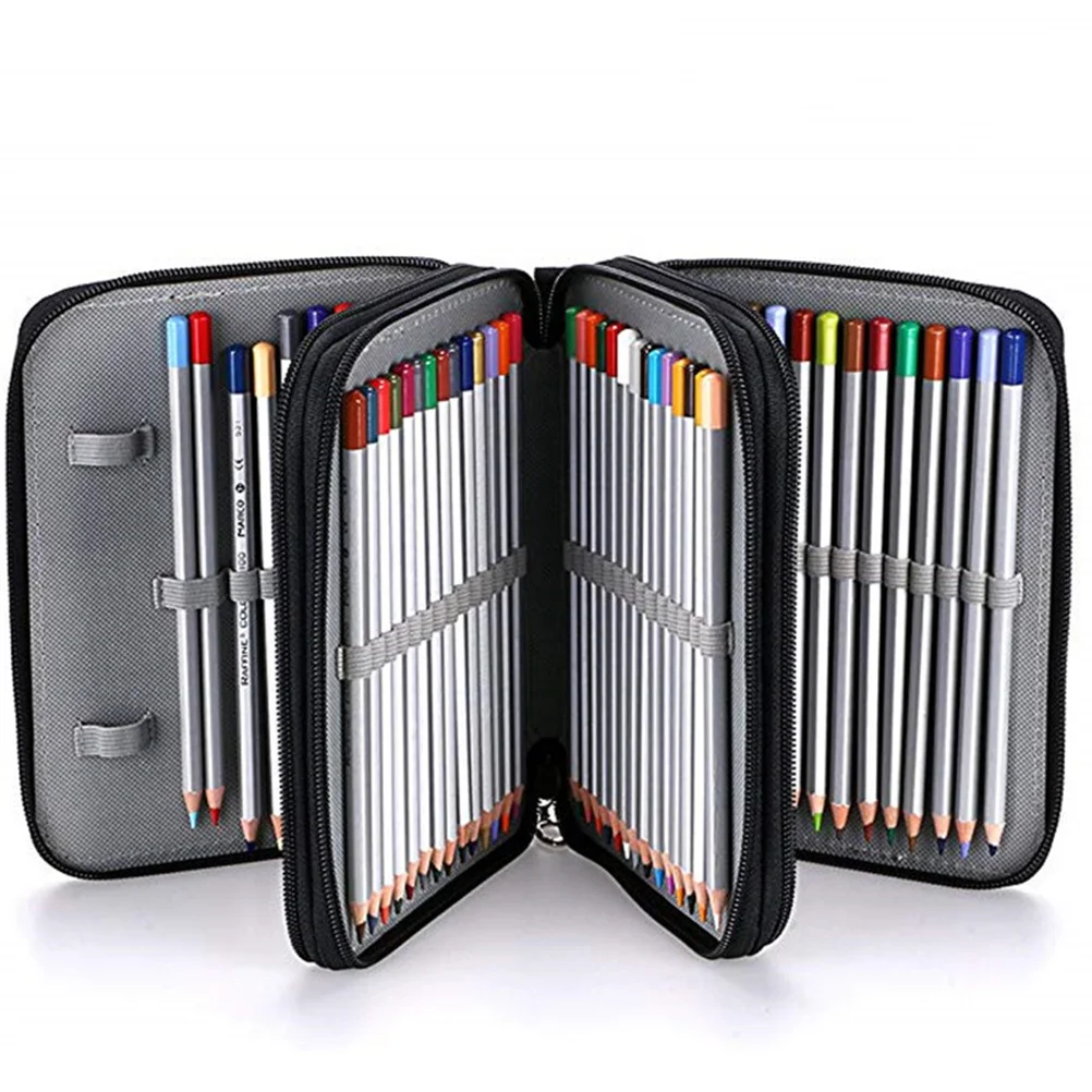 

1Pcs 78-Hole Oxford Waterproof Painting Pencil Case with Triple Layers Zipper Closure for Art Students Stationery Organizers