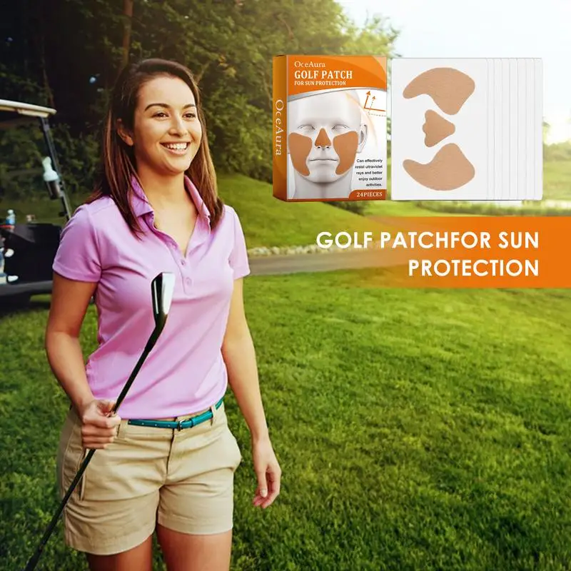 Parche de protección solar para la cara y la nariz, pegatina de Gel de Golf para el verano, 24 piezas