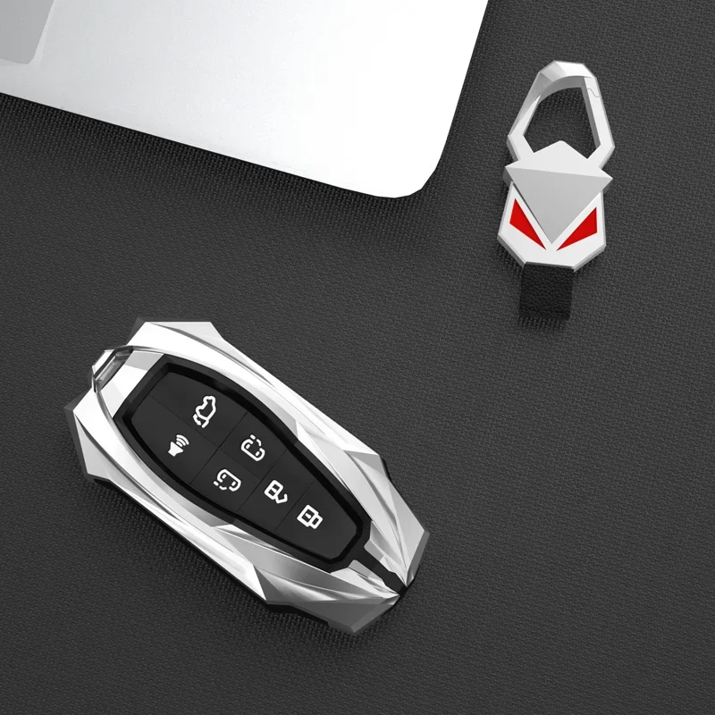 6 Buttons Zinc Alloy Car Key Case Cover For Toyota Sienna 2011-2020 Key Tacoma Smart Keyless Remote Keychain Protector Key Bags