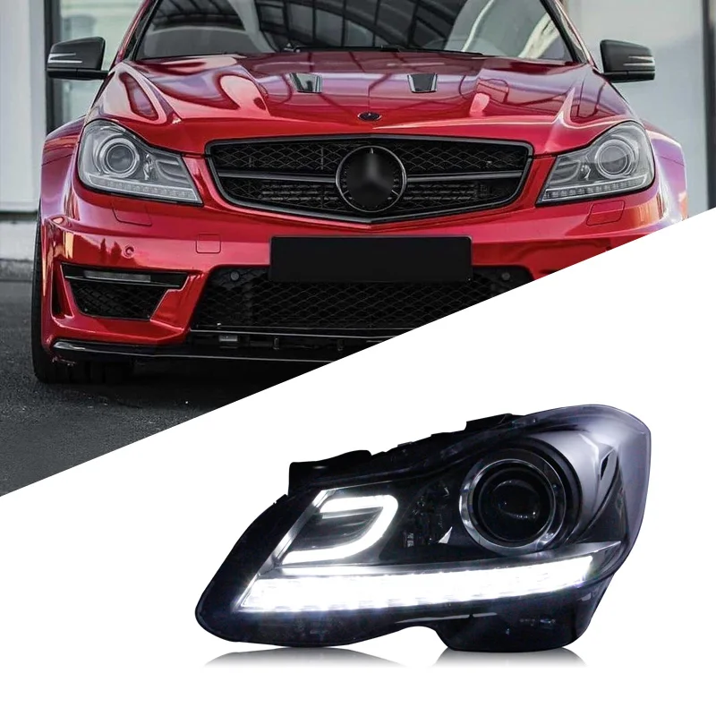 Suitable for Mercedes-Benz W204 headlight assembly C180C200C260 modified LED daily light steering xenon lens