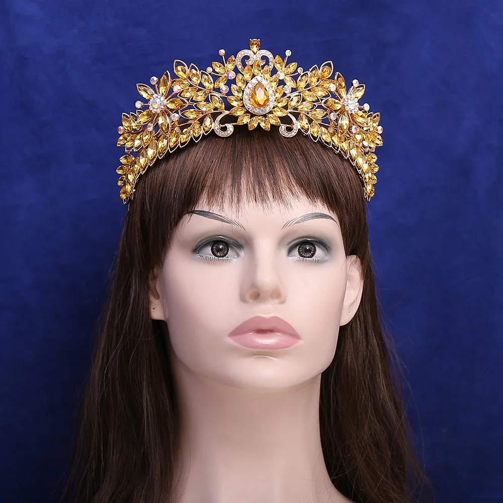 New crystal crown tiara, bridal hair accessories, high-end European and American crown, birthday wedding, cross-border