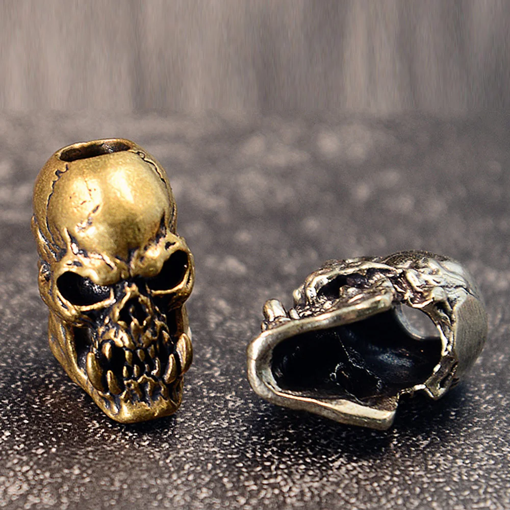 Vintage Skull with Fangs Brass Statue DIY Keychains Home Decor Collectibles Gift Accessories