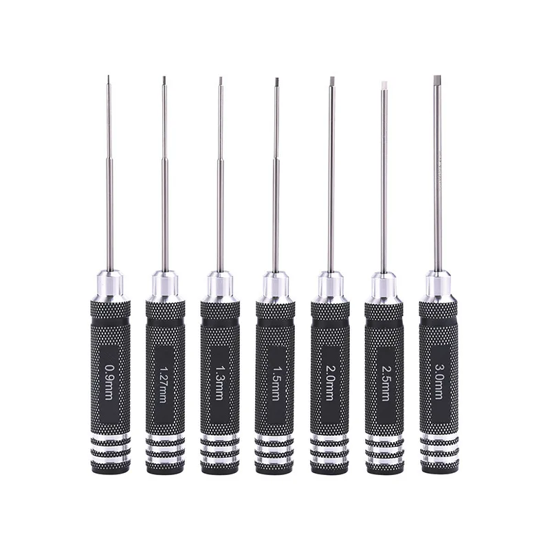 Model aircraft screwdriver, hexagonal tool set, high-speed steel 7-piece set, screwdriver drone maintenance and disassembly