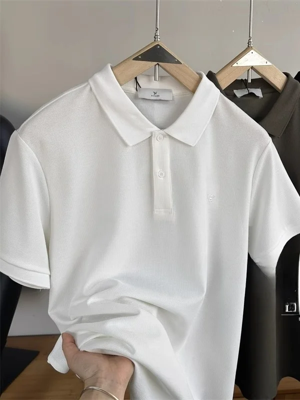 

Lightweight Pearl Cotton ort Sve irt Embroidered Comfortable Breathable Casual Turn-down Collar Summer ...