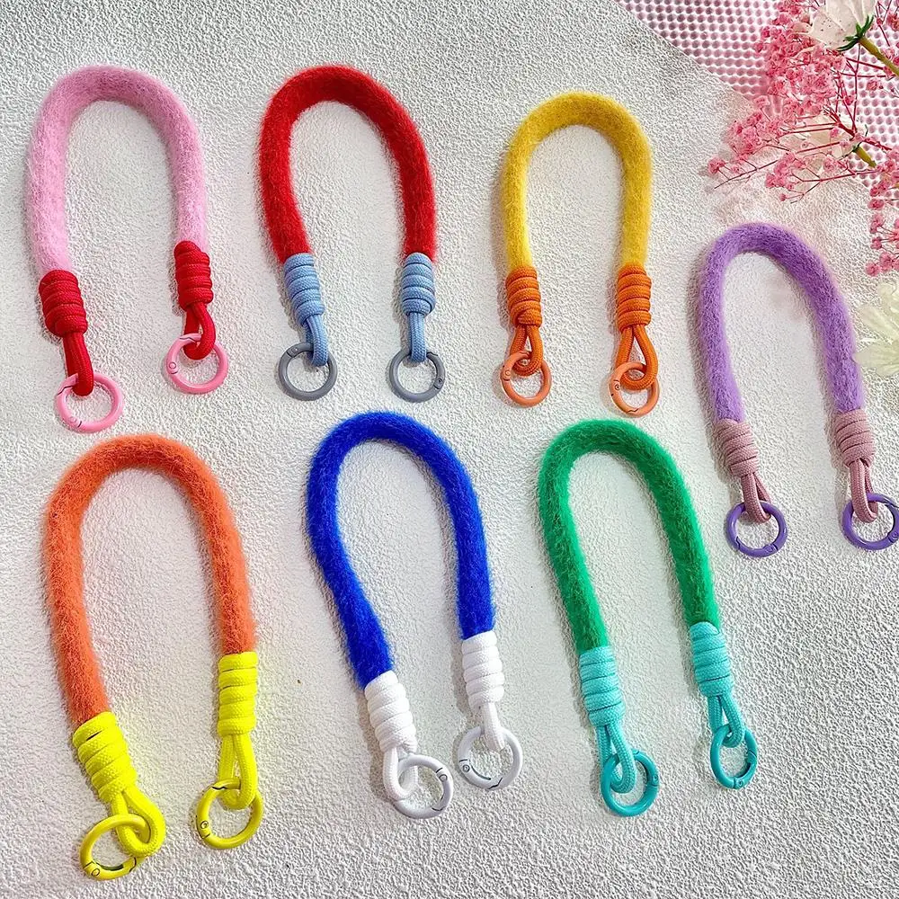 Keyring Anti-loss Rope Hanging Chain Ring Cord Wrist Strap Keychain Plush Mobile Phone Lanyard Detachable Universal Woven