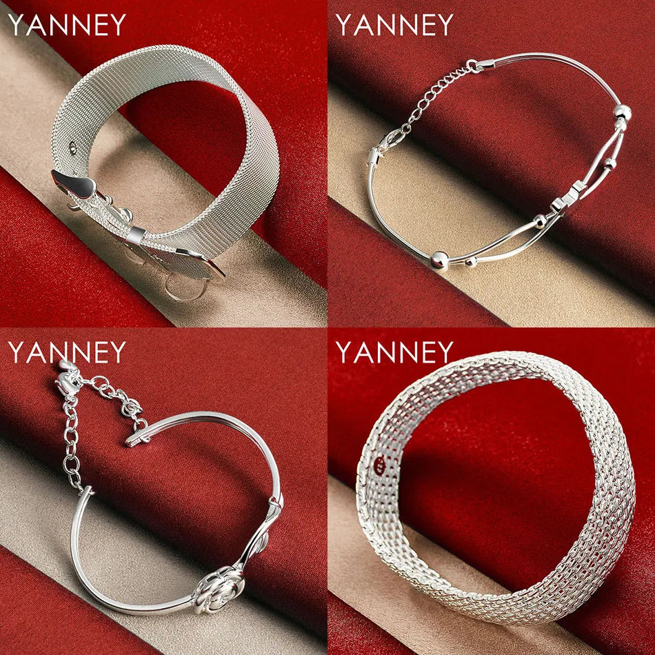 

Charm 925 Sterling Silver Delicate Flower Braided Bracelet Women Gift Fashion Party Accessories Wedding
