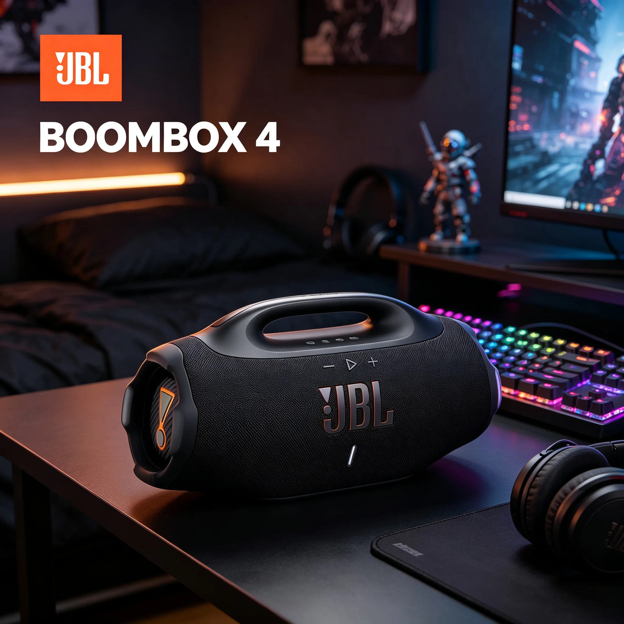 JBL Boombox 4 High‑Power Bluetooth Speaker IP68 Waterproof AI Sound Boost Deep Bass for Beach Outdoor Parties