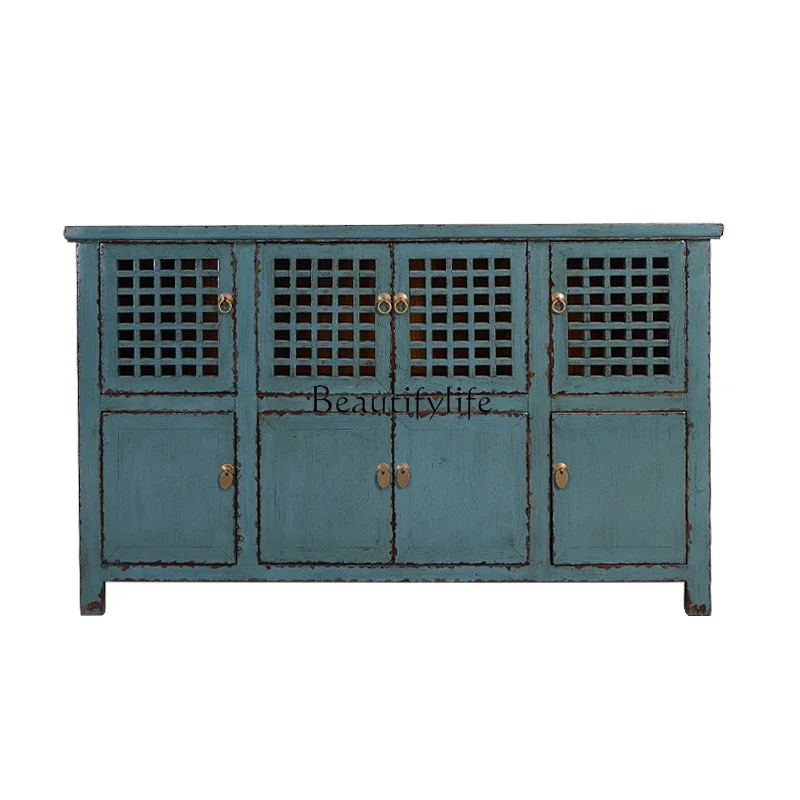 

New Chinese style blue retro old entrance corridor entrance locker display