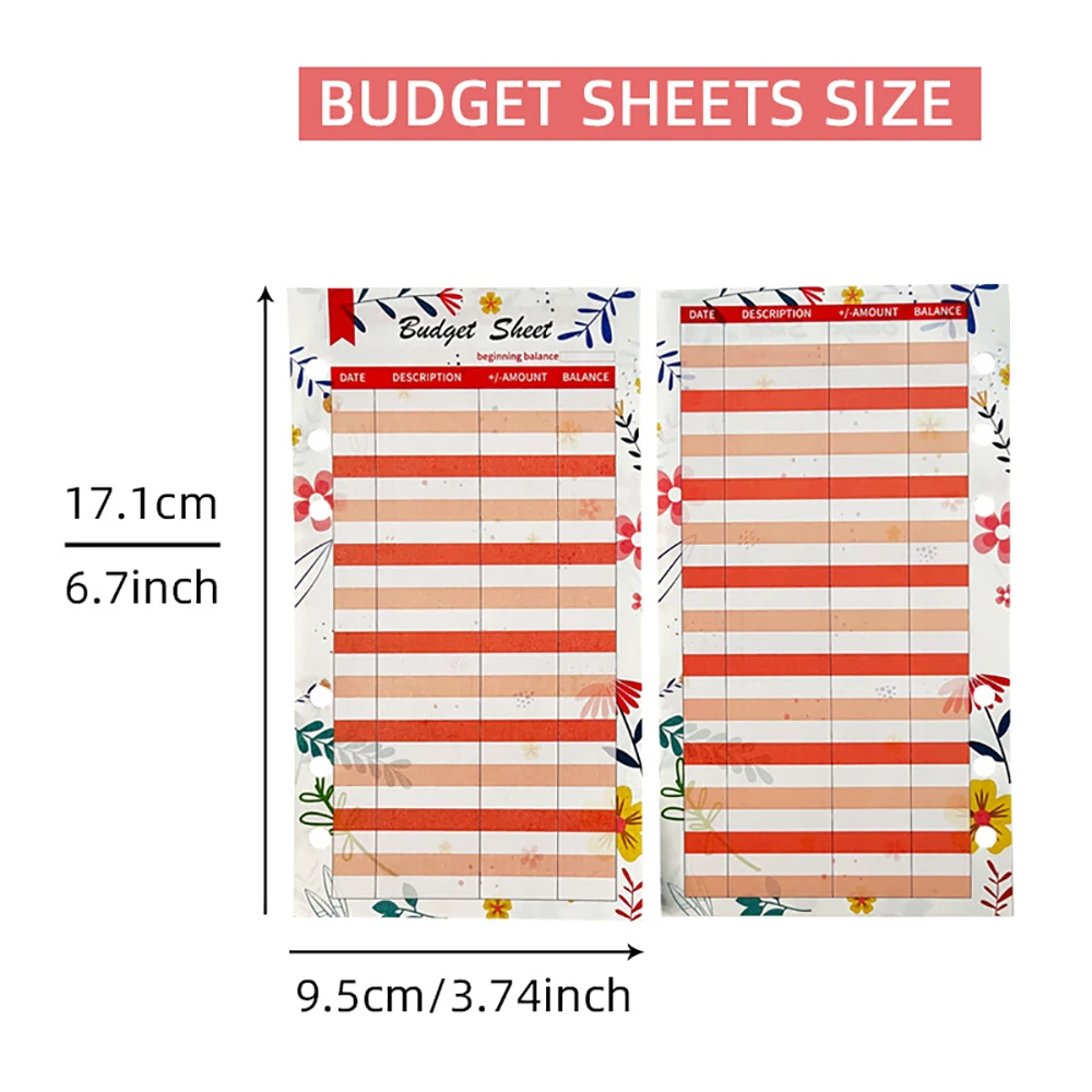 12 Sheets A6 Budget Sheets Expense Tracker Fit Budget Loose Leaf Notebook Refill Spiral Binder Inner Page