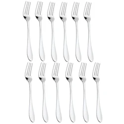 12 pieces containing food grade silverware cutlery set, metal fork silverware set, portable dessert salad fruit pasta fork