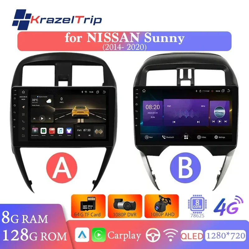 

Android Car Radio Stereo for Nissan Sunny 2014 2015 2016 2017 2018 2019 2020 Multimedia Carplay Auto GPS
