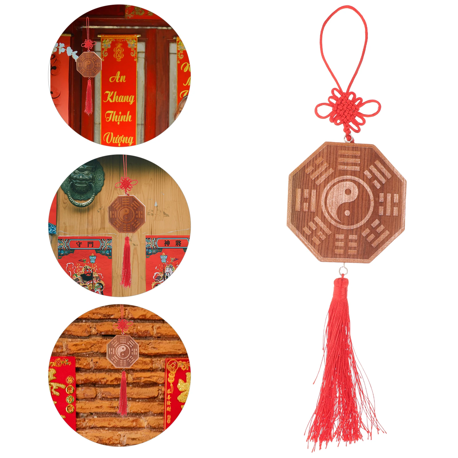 

Bagua Pendant 10cm Thick Wood Carving Peach Blossom Hanging Decor Farmhouse Wall Decor Living Room Bagua Decorations Chinese