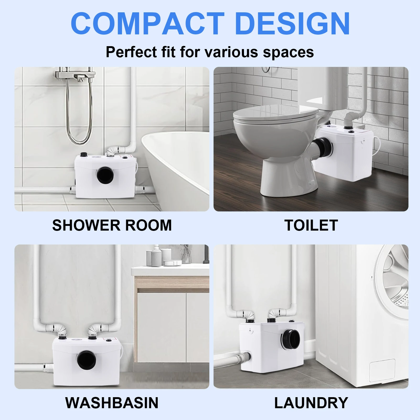 Makerator-Pumpe, 600 W, 110 V, Makerator-Abwasserpumpe, Abwasser, Marine, 4 Wassereinlässe, Makerierendes Toilettensystem für Küchenspüle