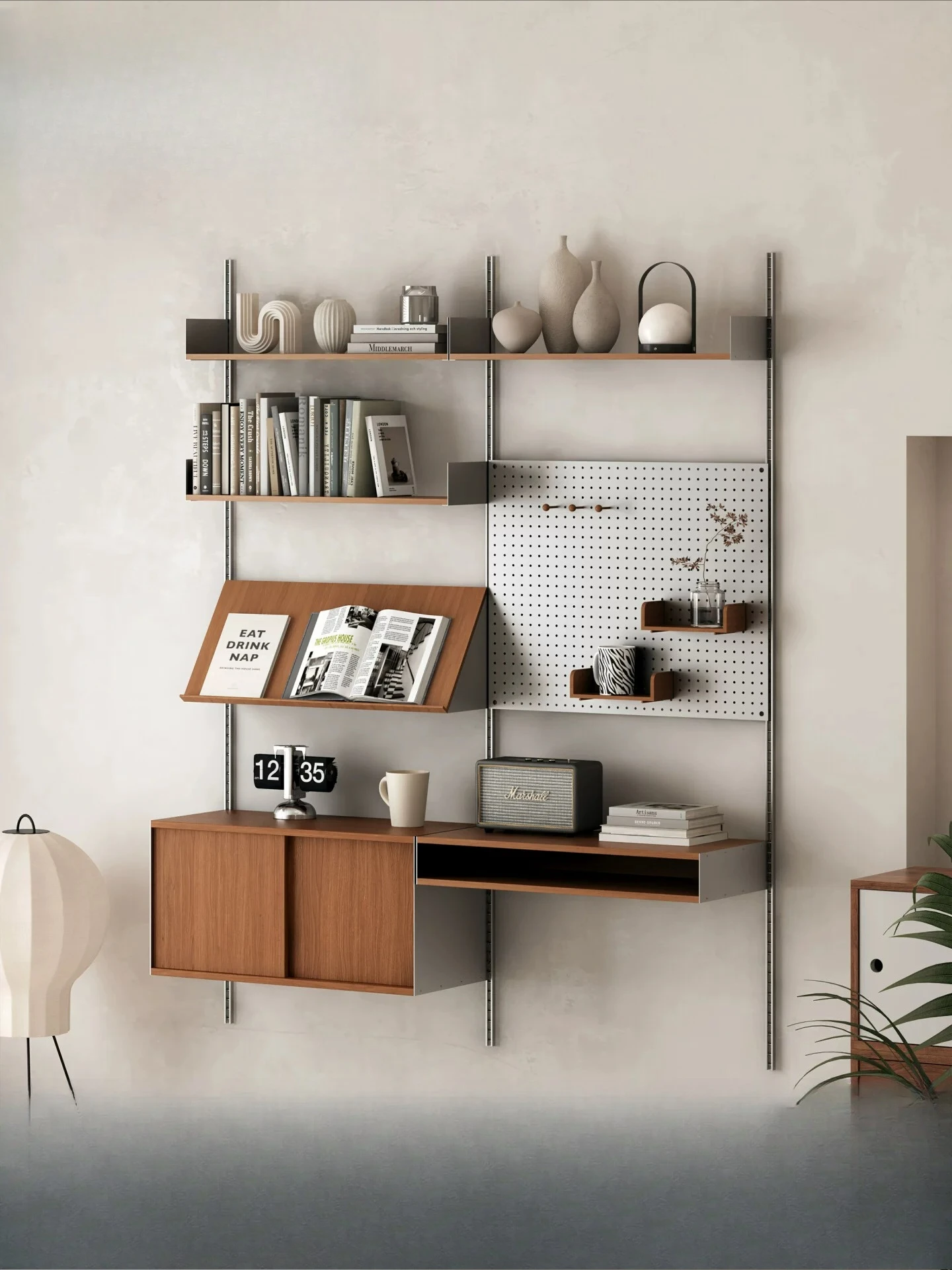 Shelf Wall Hole Board Storage Rack Small Unit Solid Wood Multilayer Board Wall Track Bookshelf