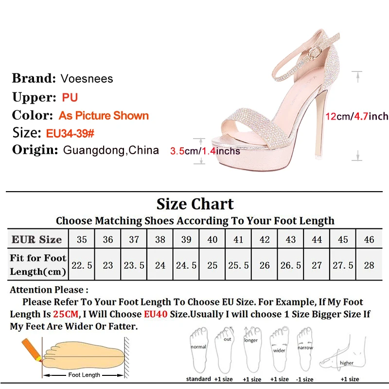 Elegant Style Party Dress Shoes Bling Wedding Sandals 12CM Stiletto Womens Platform High Heels Gold Rhinestone Summer Club Shoes