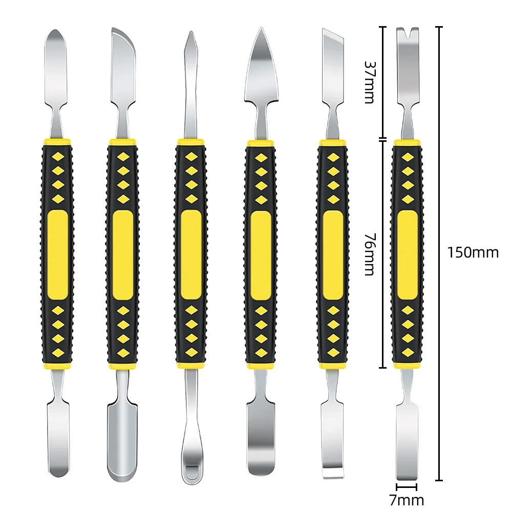 STONEGO 6Pcs/Set Metal Pry Bar Tool for Electronics Repair - Mobile Phone, Tablets, Laptops, Smart Watches