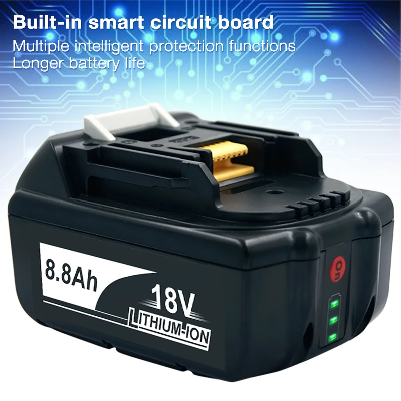 BL1860 18V 8.8Ah Li-ion Power Tool Rechargeable Battery for Makita Screwdrivers BL1830 BL1840 BL1850 BL1860B BL1830B DF454DZ