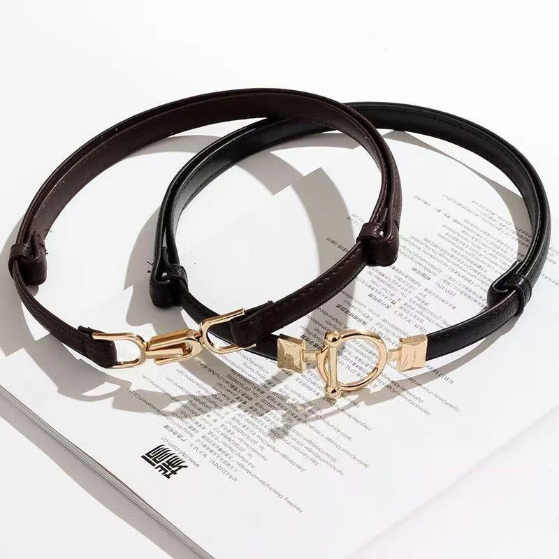 1PC 調節可能なプルトニウム革レディースドレスアクセサリースリムベルト薄型女性ベルトベルト合金バックルファッション女性のウエスト