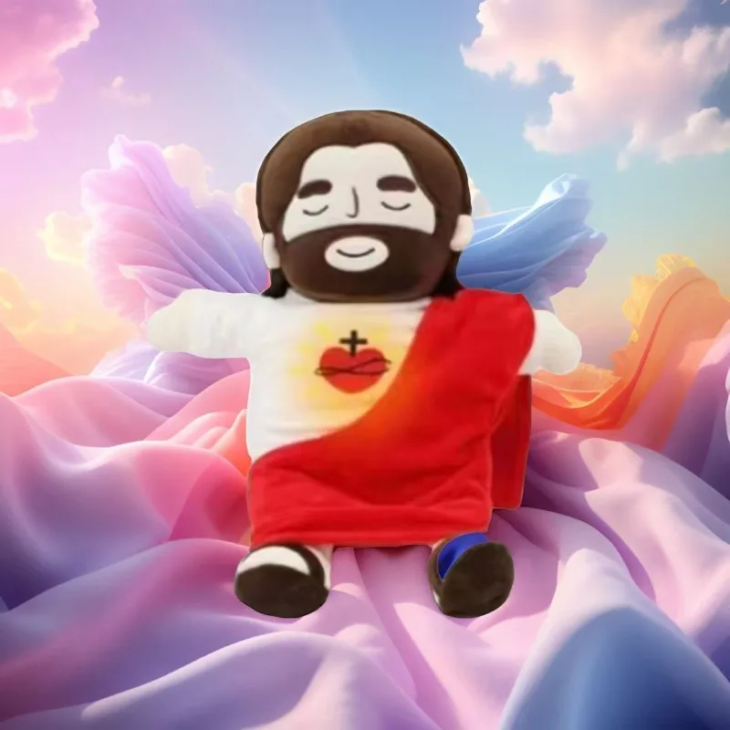 

38 см дышащая плюшевая игрушка Иисуса успокаивающая для детей, мягкие успокаивающие плюшевые игрушки Иисуса с сердечками, пасхальные рождественские подарки