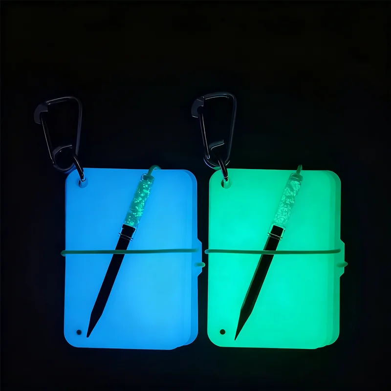 

Светящаяся 3-страничная доска для письма из ПММА, ночной дайвинг, книга для записей, водное светящееся руководство с графитовым карандашом, подвесная пряжка