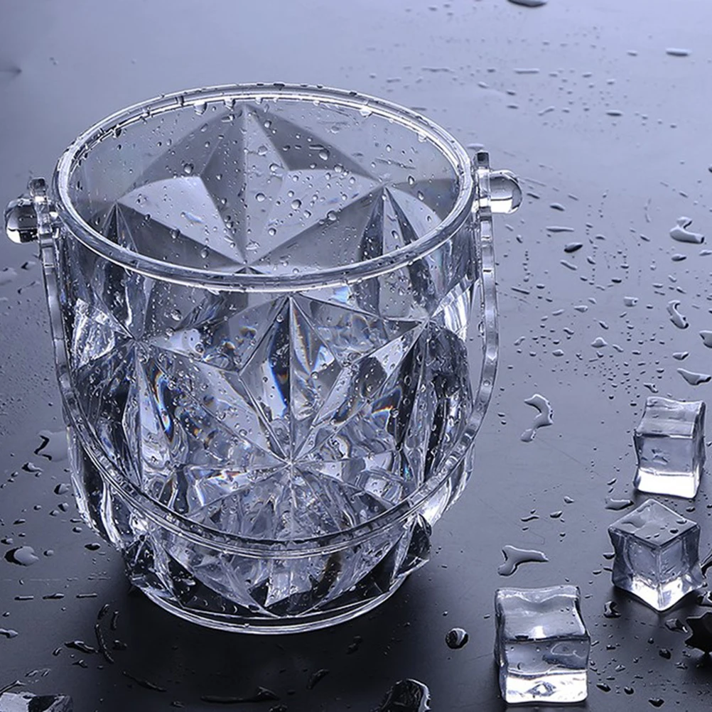 

2pcs Plastic Square Ice Bucket Transparent 13Cm Height 12Cm Caliber Lightweight Red Wine Beer Cooler For Home