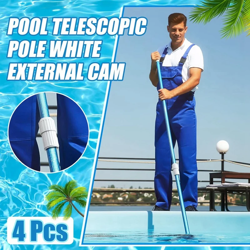 ABUP-4 Pcs Pool Telescopic Pole White External Cam Pool Pole Parts Telescopic Extension Pole Cam Lock Replacement