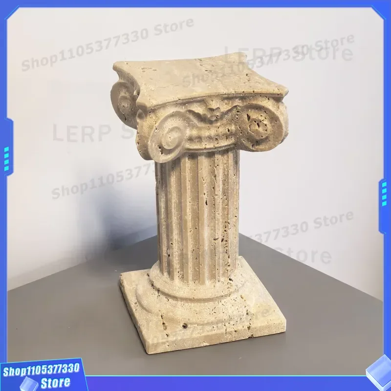 Natural Stone Roman Greek Pillar Candlestick Handmade Durable Home Decor Tabletop Display for Wedding Easter Christmas