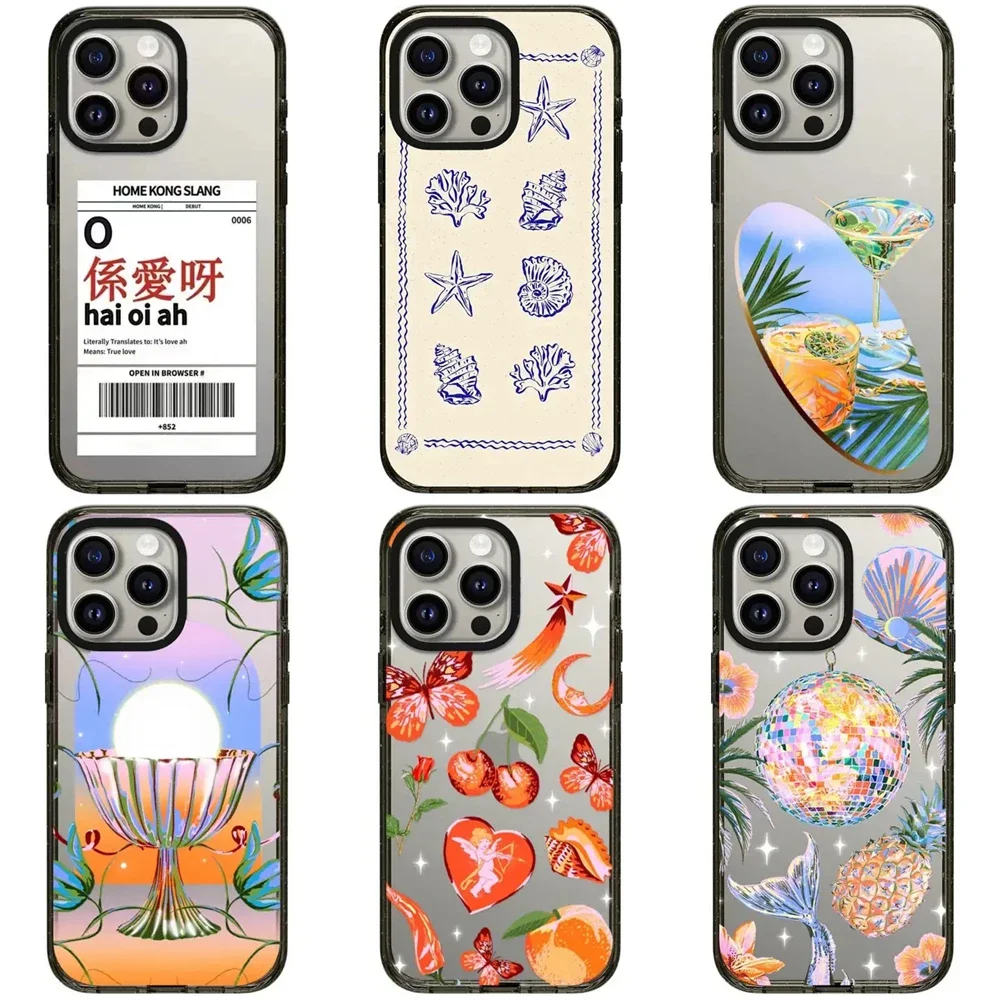 

Simple Fruits Plants 2.0 Acrylic Black Border Magnetic Phone Case Cover for IPhone 12 13 14 15 16 Pro Max Case