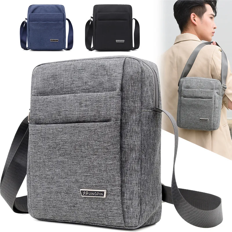 Men's Shoulder Bag Retro Oxford Men Side Crossbody Bags Fashion Solid-Color Casual Business Bag Large Capacity Multipurpose Bag