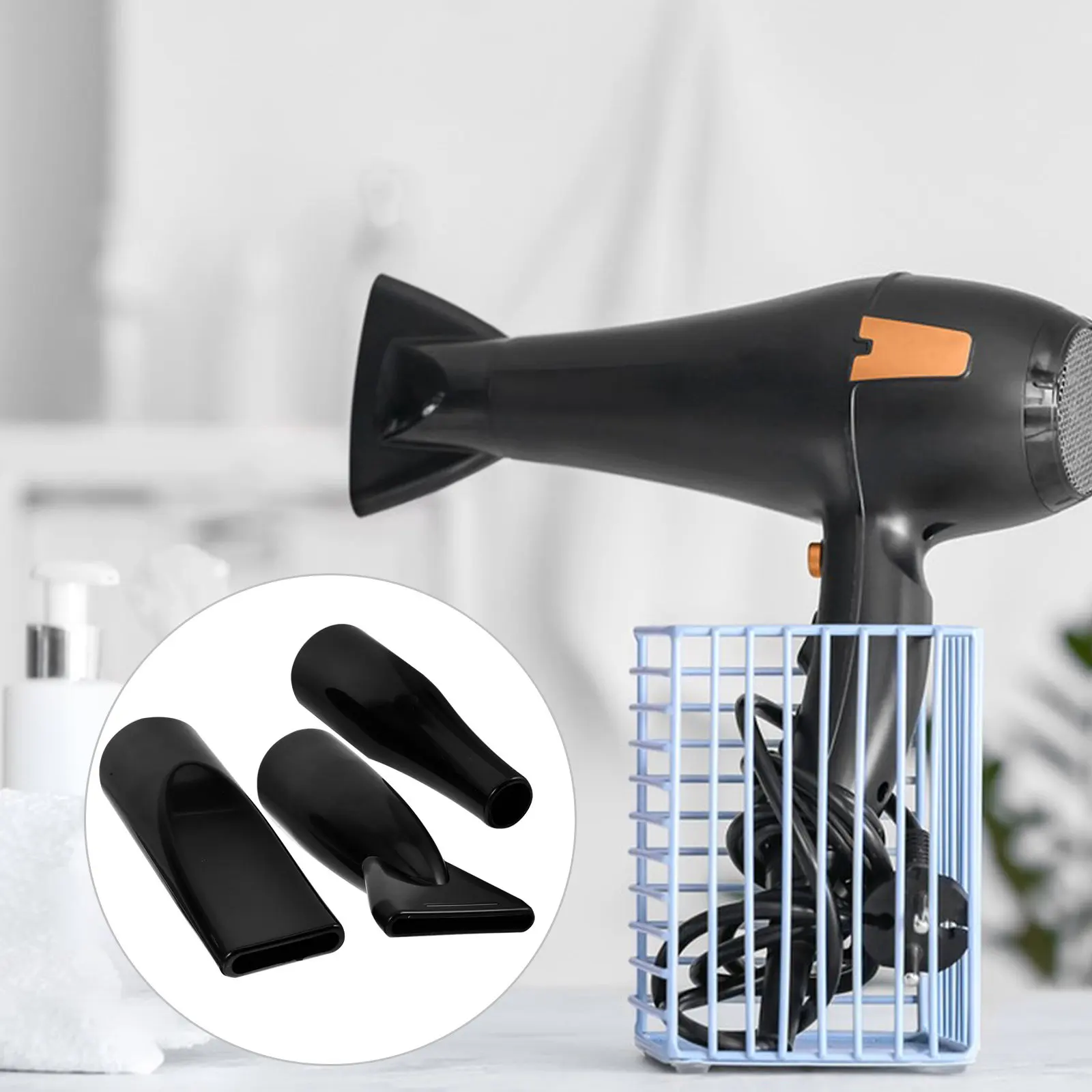 3Pcs Black Hair Dryer Nozzle Universal Diffuser Attachment for Blow Dryer High Temp ABS Material Reduces Hair Damage Smooth