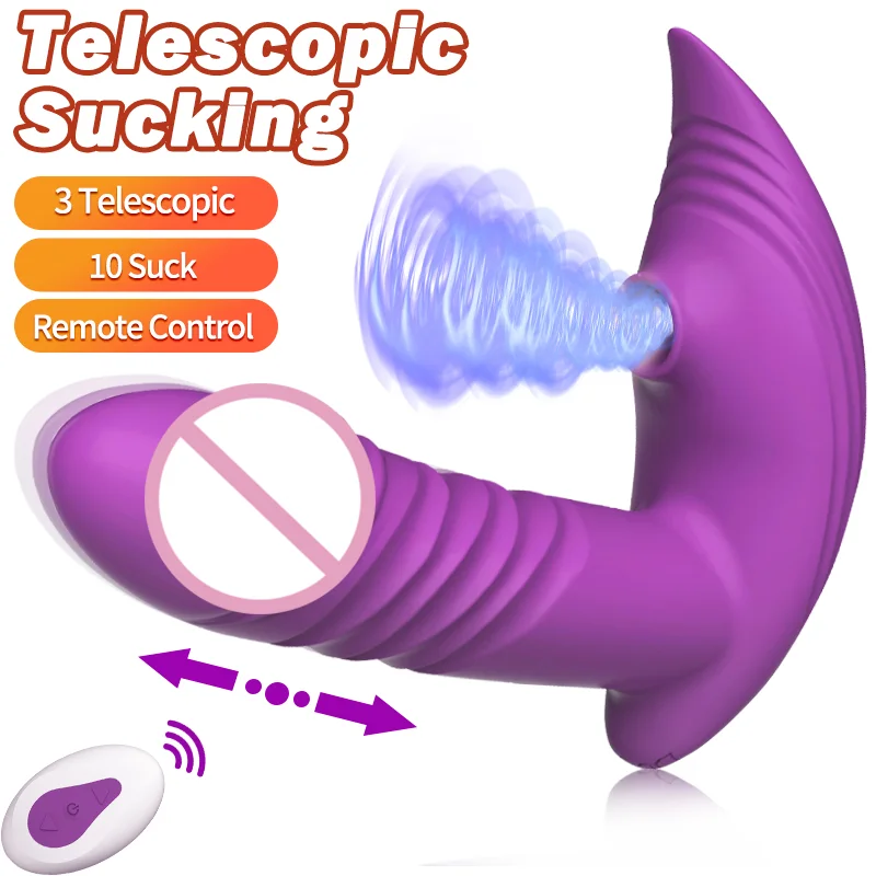 Draadloze Afstandsbediening Telescopische Dildo Vibrator 3 IN 1 Wearable Slipje Clitoris Zuigen Vagina Stimulator G Spot Speeltjes voor Vrouwen