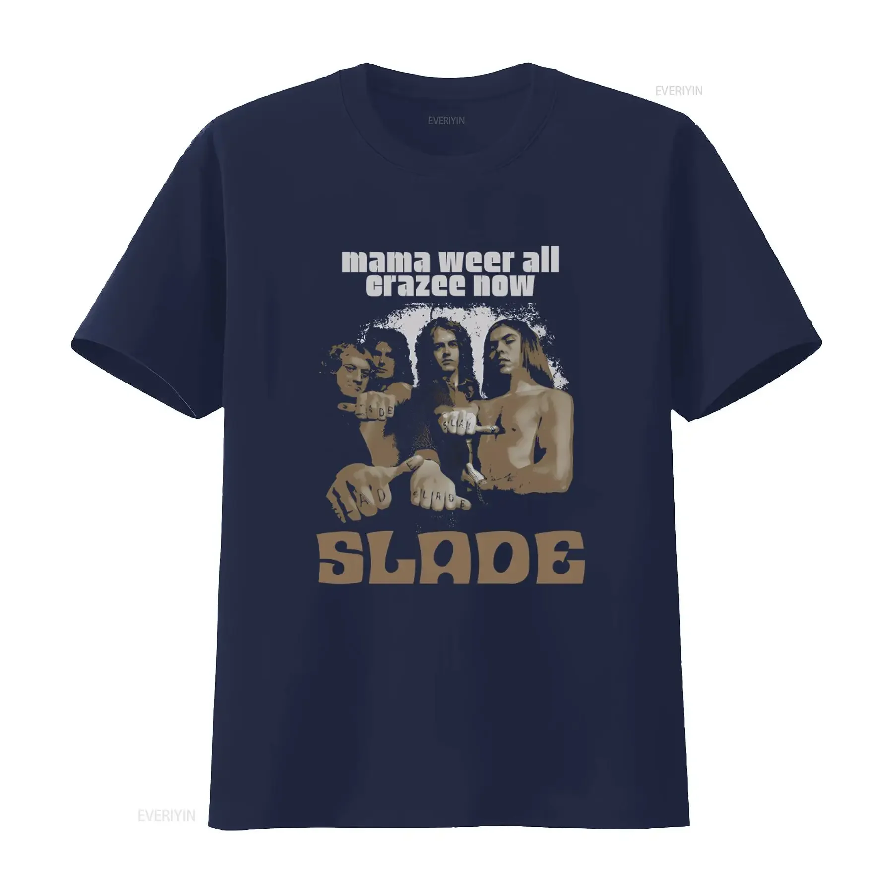 Slade Mama Weer All Crazee Now Band Rock Music Print T Shirt vintage Washed fashion Stretched Stylish Breathable Slightly view 4